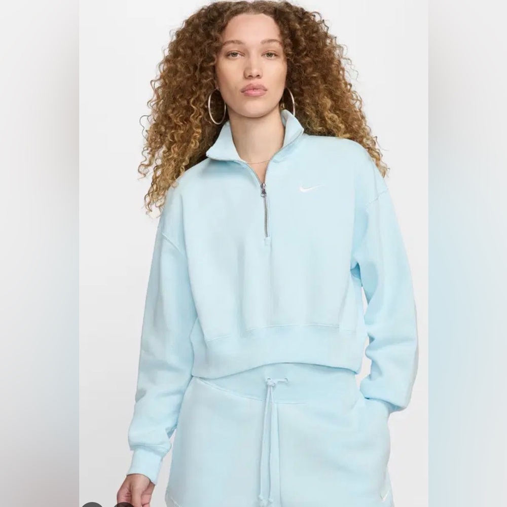 Nike Phoenix 1/4 zip cropped sweatshirt blue XL